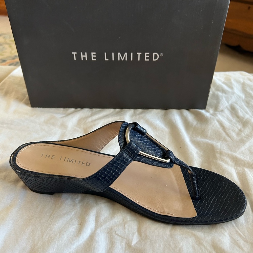The Limited Women's Navy ‘Indy’ Sandals with silver Accents size 8.5 - Picture 3 of 9